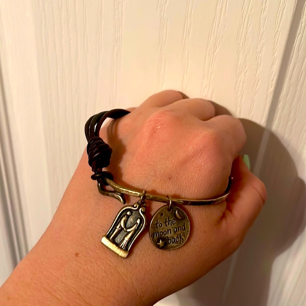 James Avery Leather Hook/Silver Bracelet with charms